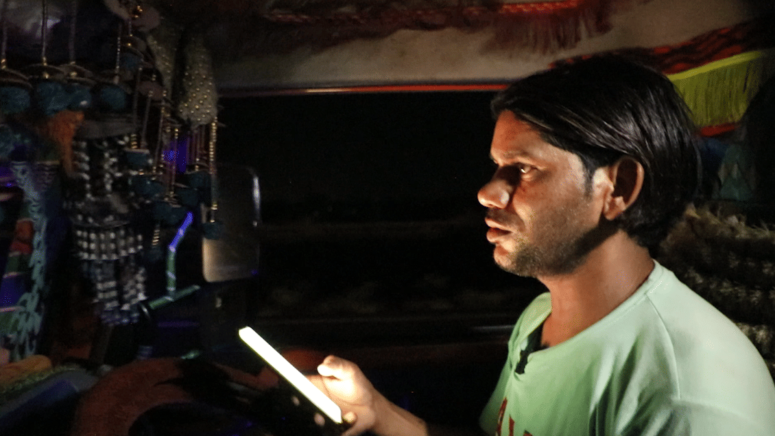 Gaffar in his truck | Mohd Hammad, ThePrint